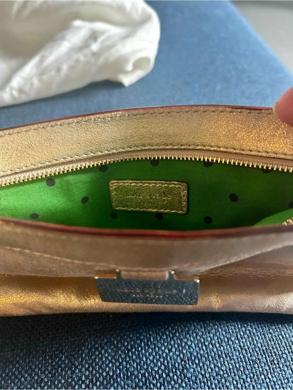 Kate Spade Gold and Bronze Leather Wristlet Duo